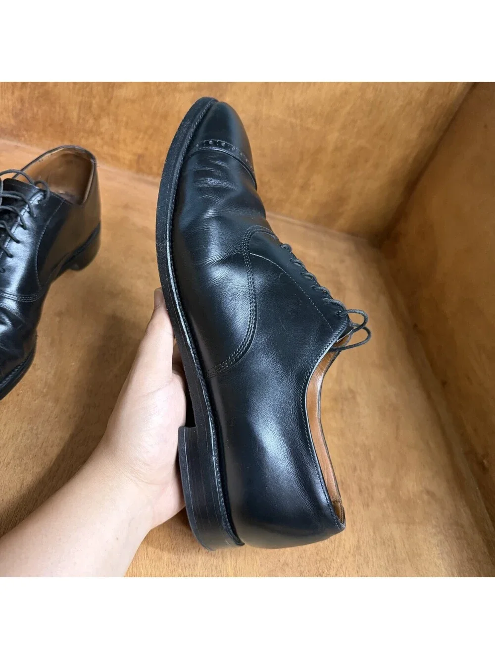 Allen Edmonds Fifth Avenue Cap Toe Oxford Dress Shoes Mens 11.5 B Black Leather
